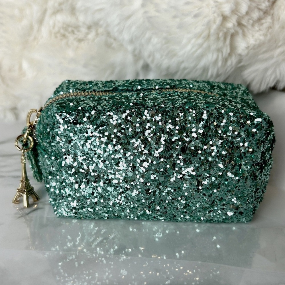 Too Faced Shimmering Green Cosmetic Bag
